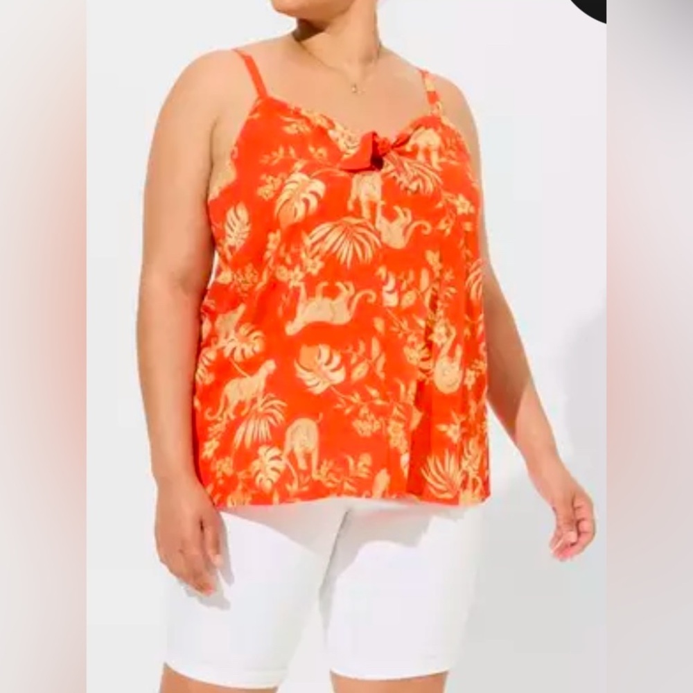 Torrid Sophie tie front gauze jungle print swing cami Torrid 2, 3, 4, 5, 6